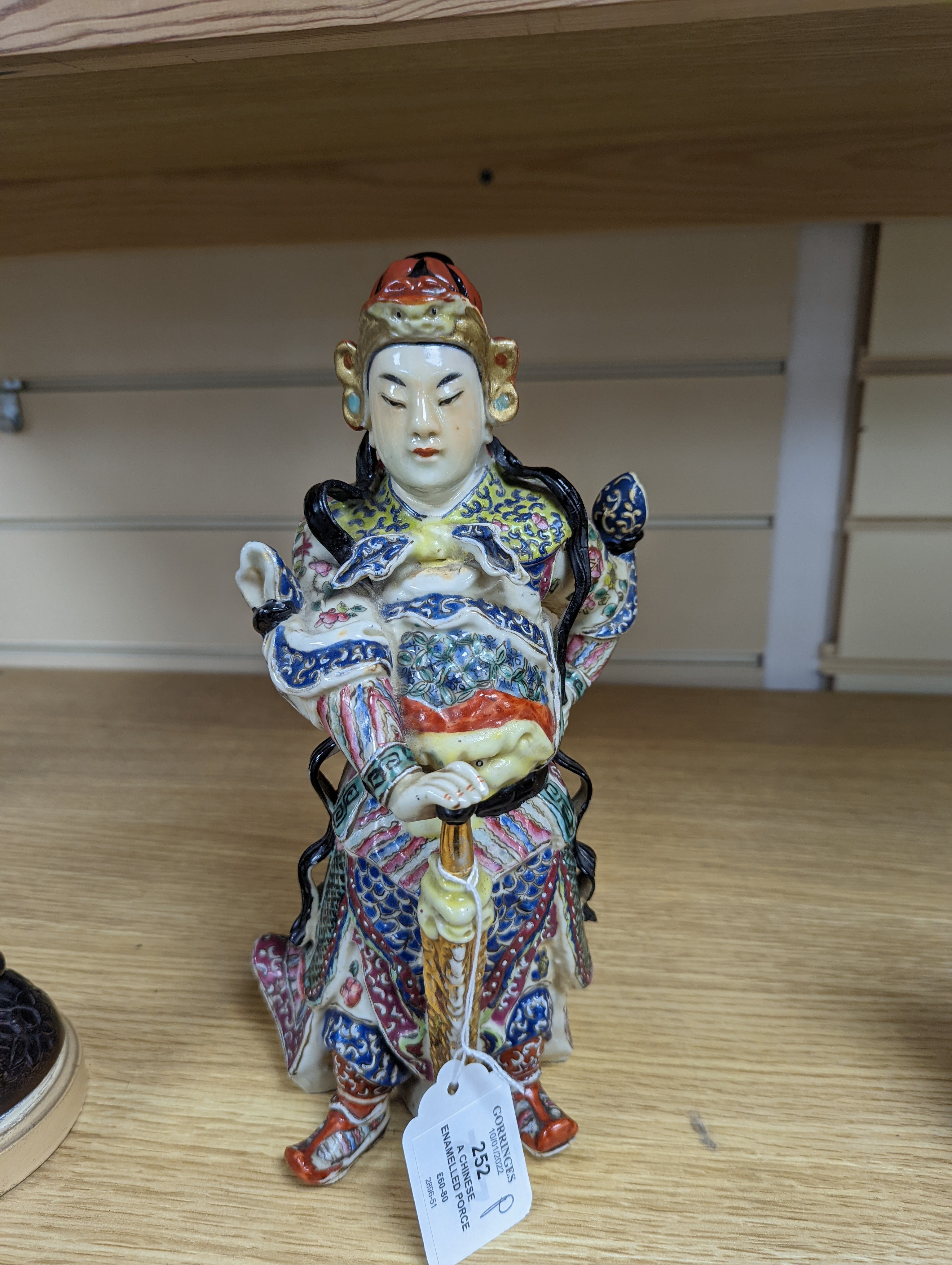 A Chinese enamelled porcelain figure of a General, Republic period, 26cm